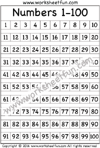 100 Number Chart To Print