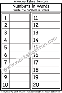 Numbers in Words – 1-20 – One Worksheet / FREE Printable Worksheets