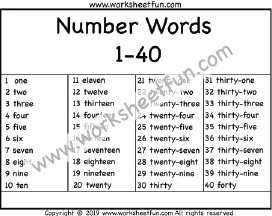 Free Printable Number Words Chart