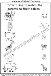 Mother and Baby Animals – One Worksheet / FREE Printable Worksheets –  Worksheetfun