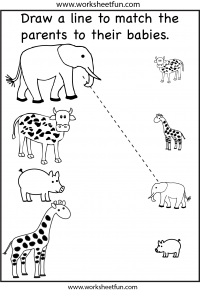Animal Parents and Babies – Match the Parents – 2 Worksheets