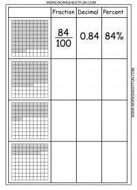 Convert between percents, fractions and decimals – 8 Worksheets