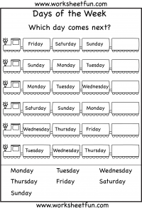 Days Of The Week Chart Pdf