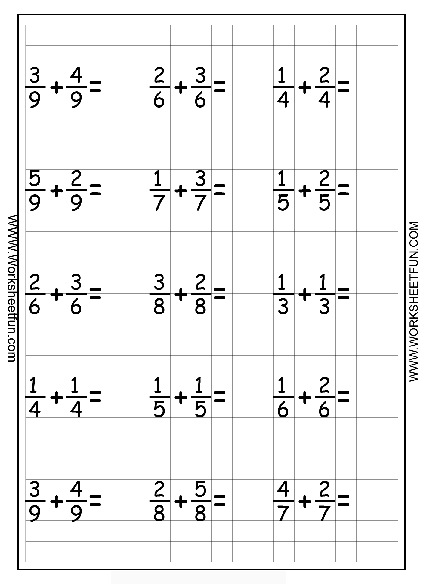 Addition And Multiplication Of Fractions Worksheets