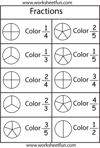 Color the Fraction – 4 Worksheets