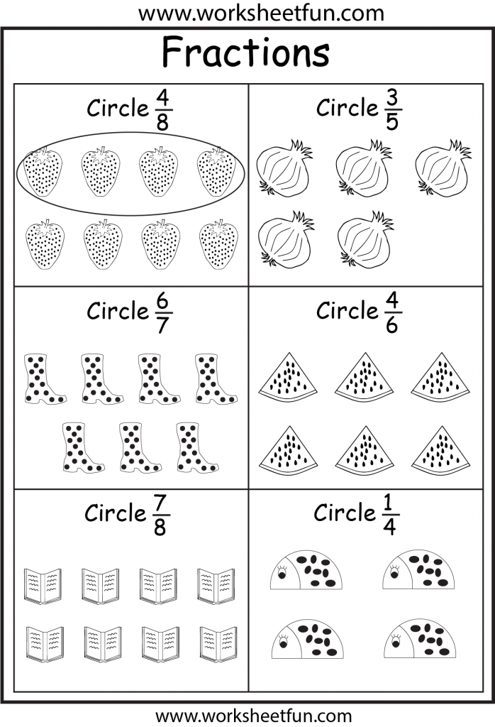 Fraction – 5 Worksheets / FREE Printable Worksheets – Worksheetfun