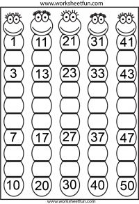 Missing Numbers 1-50 – Eight Worksheets