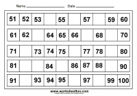 Printable 100 Chart With Missing Numbers