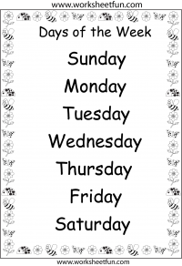 days of the week 1 worksheet free printable worksheets worksheetfun