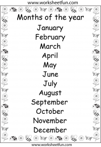 Months of the Year – Printable Chart