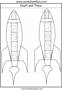 Number Tracing – Rocket – 1 Worksheet