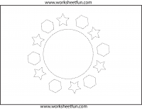 Shapes – Circle, Hexagon, Star – One Worksheet