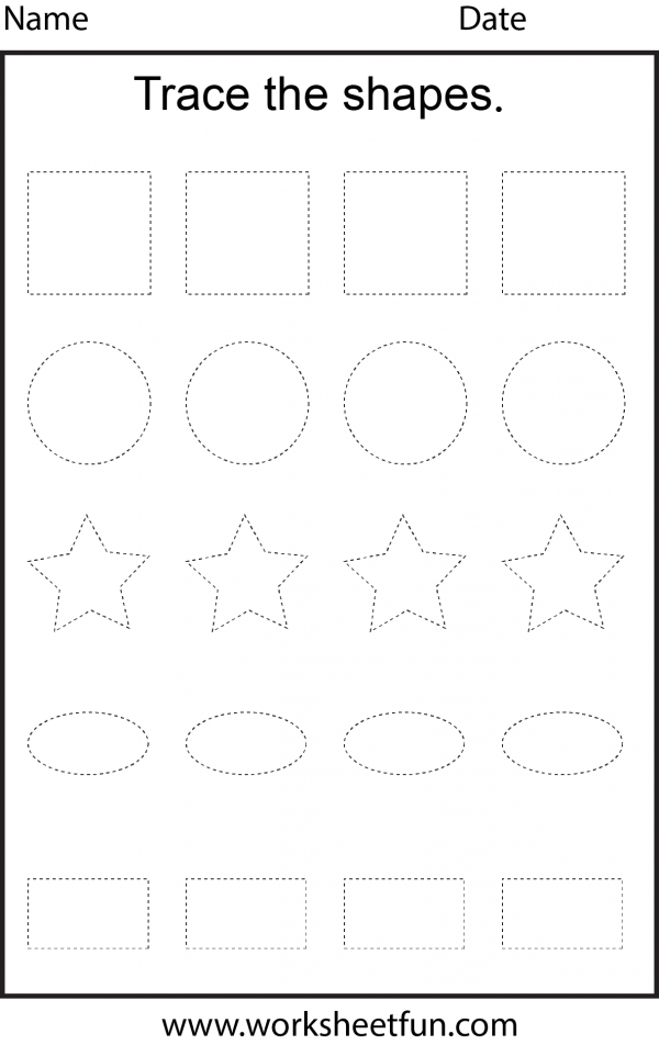 Shape Tracing – 1 Worksheet / FREE Printable Worksheets – Worksheetfun