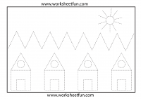 Picture Tracing – Sun , House – 1 Worksheet