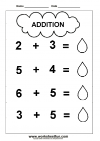 Beginner Addition – 2 Kindergarten Addition Worksheets