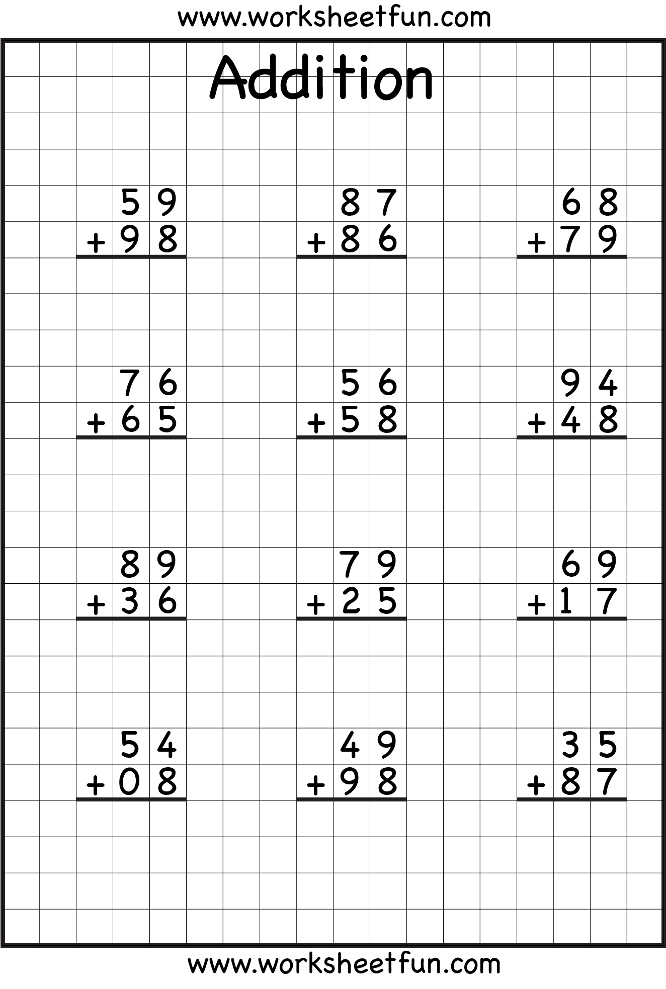 3 digit addition regrouping worksheets - addition with regrouping ...