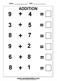 Addition Within 20 – Addition Sums To 20 – Five Worksheets