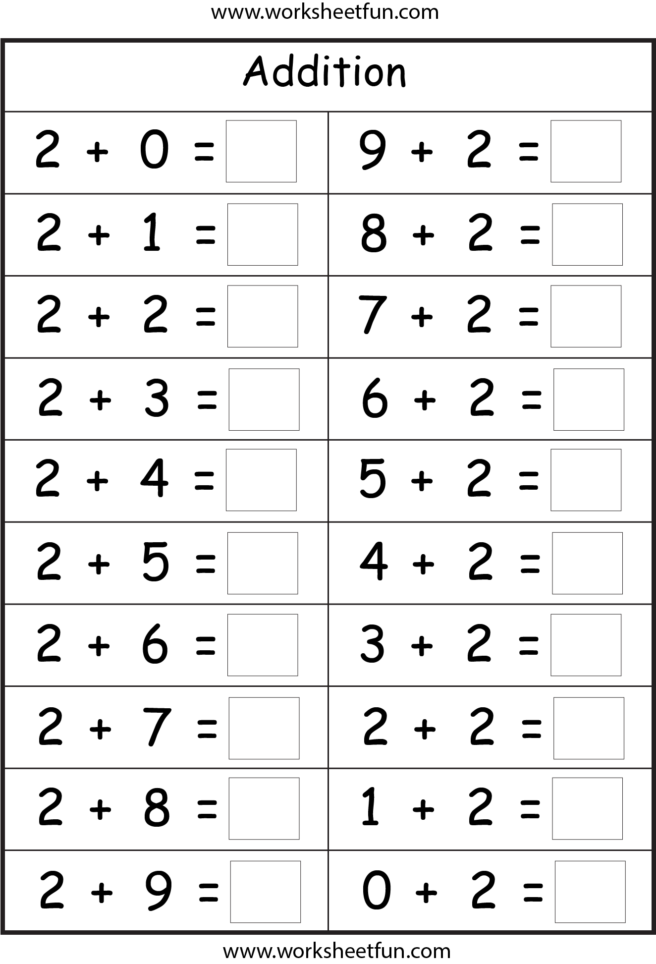 Basic Addition Facts 8 Worksheets / FREE Printable