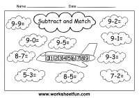 Subtraction Within 10 – Four Worksheets