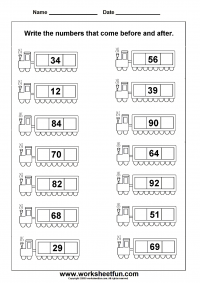 Before & After Numbers – 2 Worksheets