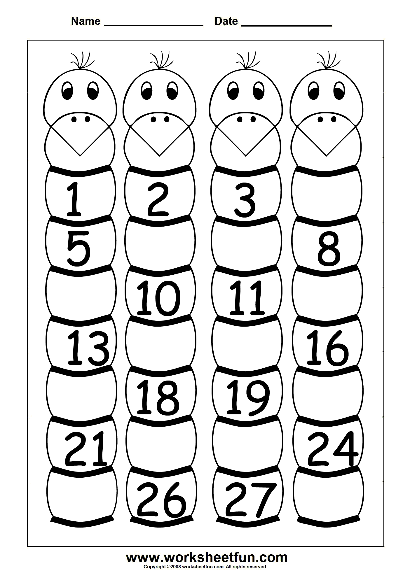 Missing Numbers – 1 to 28 – Four Worksheets / FREE Printable Worksheets ...