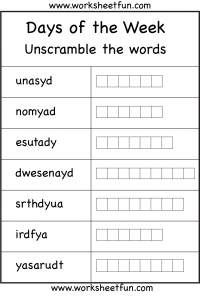 Days of the Week - 2 Worksheets