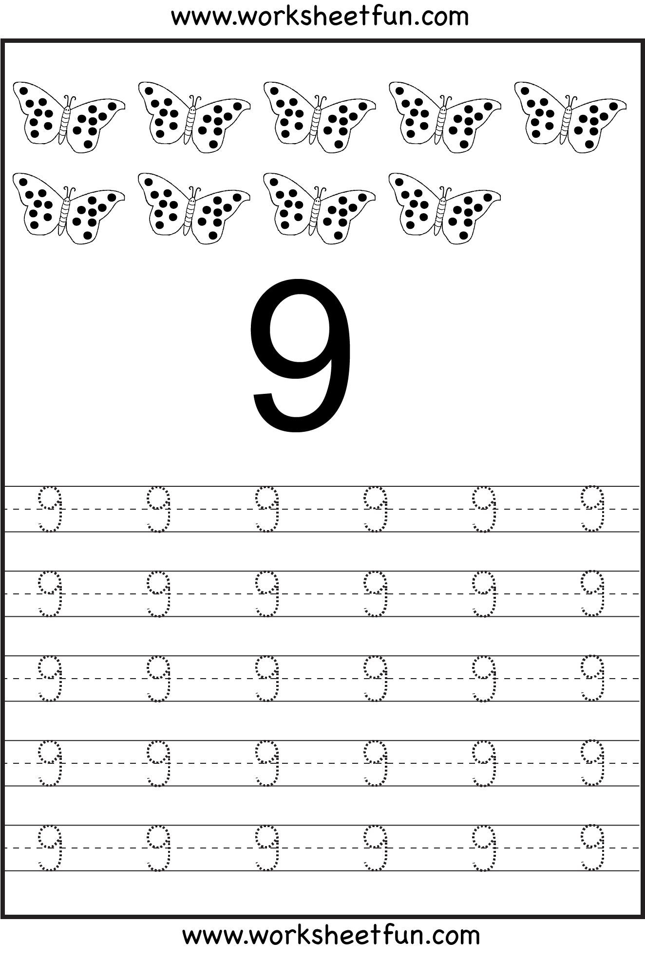 Number Tracing Worksheets For Kindergarten- 1-10 - Ten ...