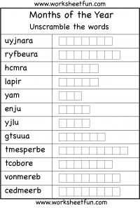 months of the year worksheet