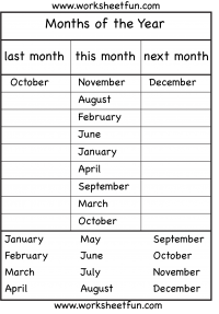 Months of the Year - 4 Worksheets