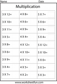 Multiplication – Mixed Times Tables – Ten Worksheets
