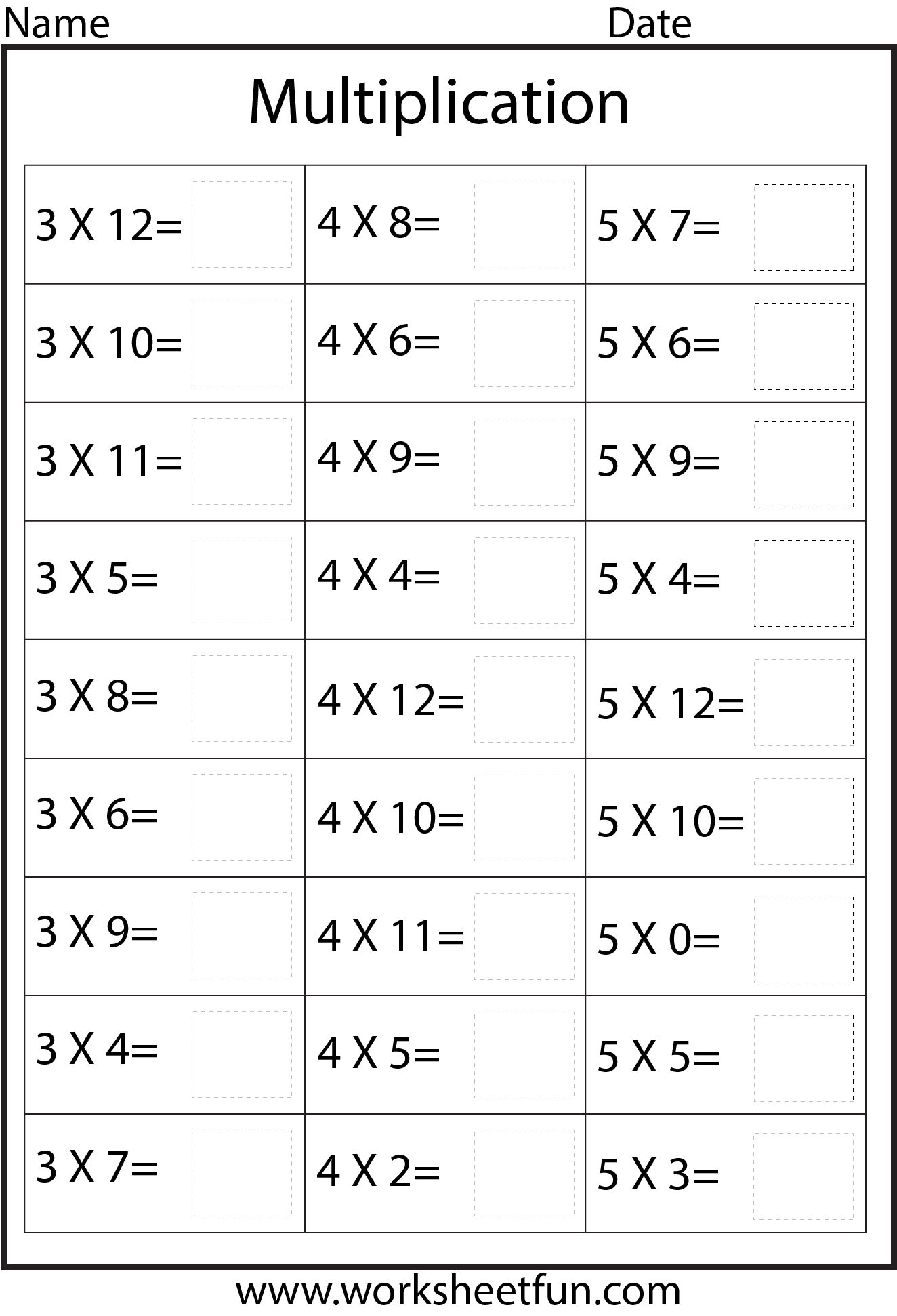 Multiplication – Mixed Times Tables – Ten Worksheets / FREE Printable