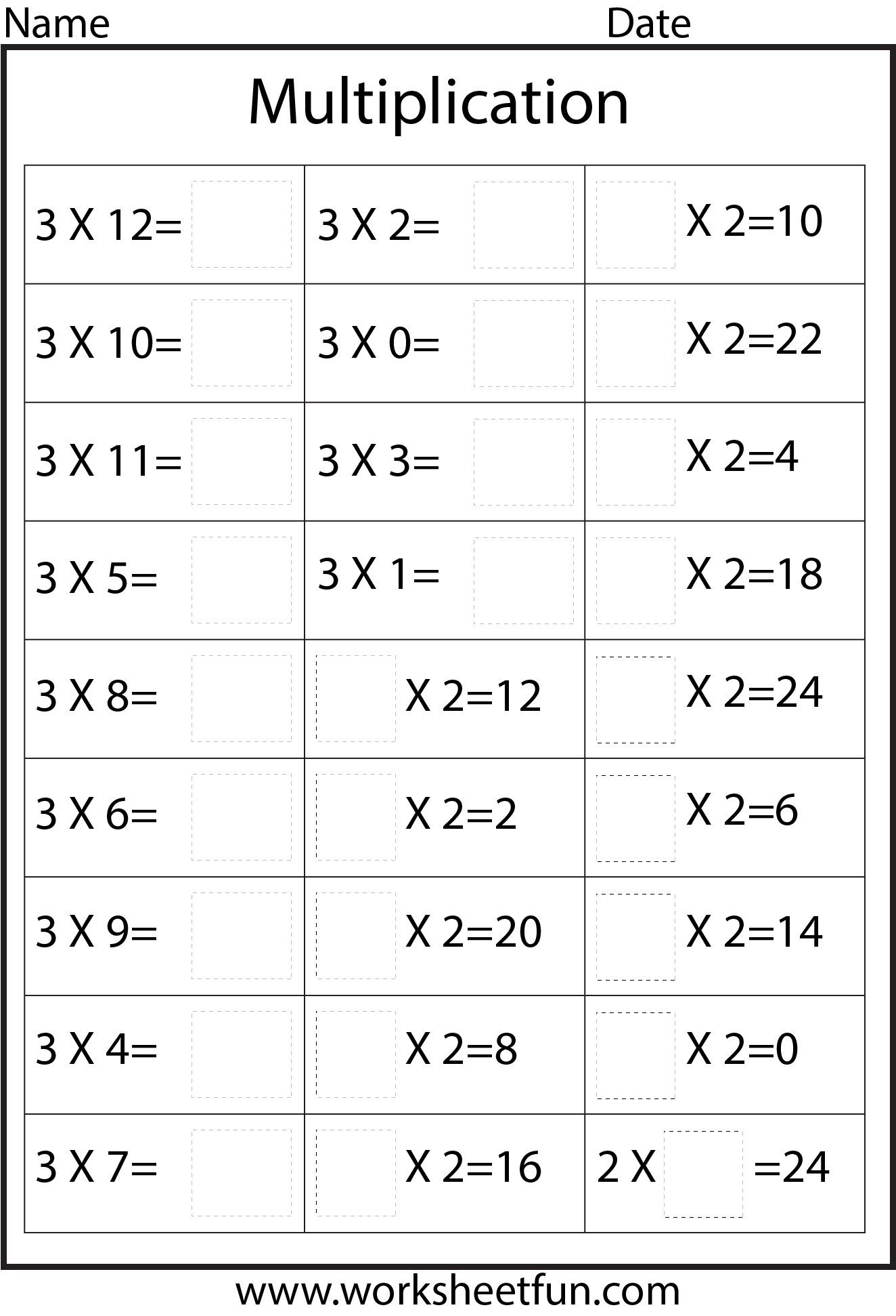Multiplication Facts - Nine Worksheets / FREE Printable ...