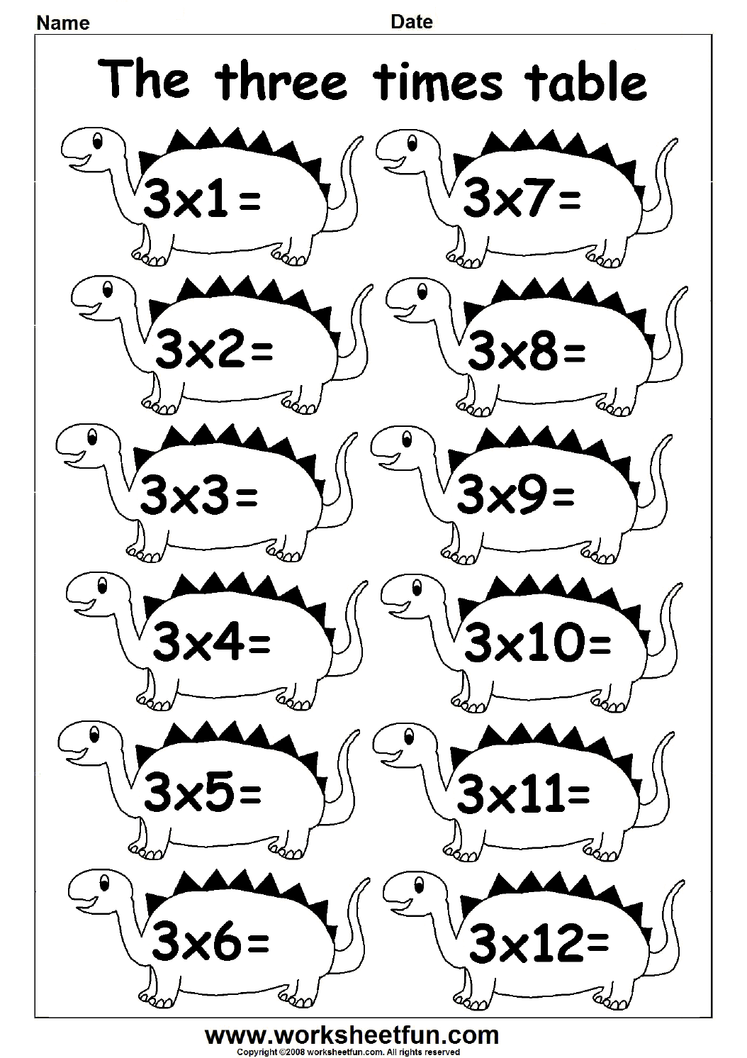Multiplication By 3 S Worksheet