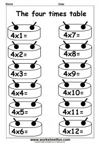 Multiplication Times Tables Worksheets – 2, 3, 4,  6, 7, 8, 9, 12, 13, 14, and 16 Times Tables – Eleven Worksheets
