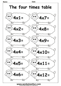 Multiplication Times Tables Worksheets – 2, 3 & 4 Times Tables – Three Worksheets