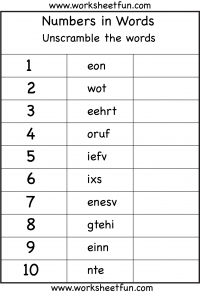 numbers in words worksheet