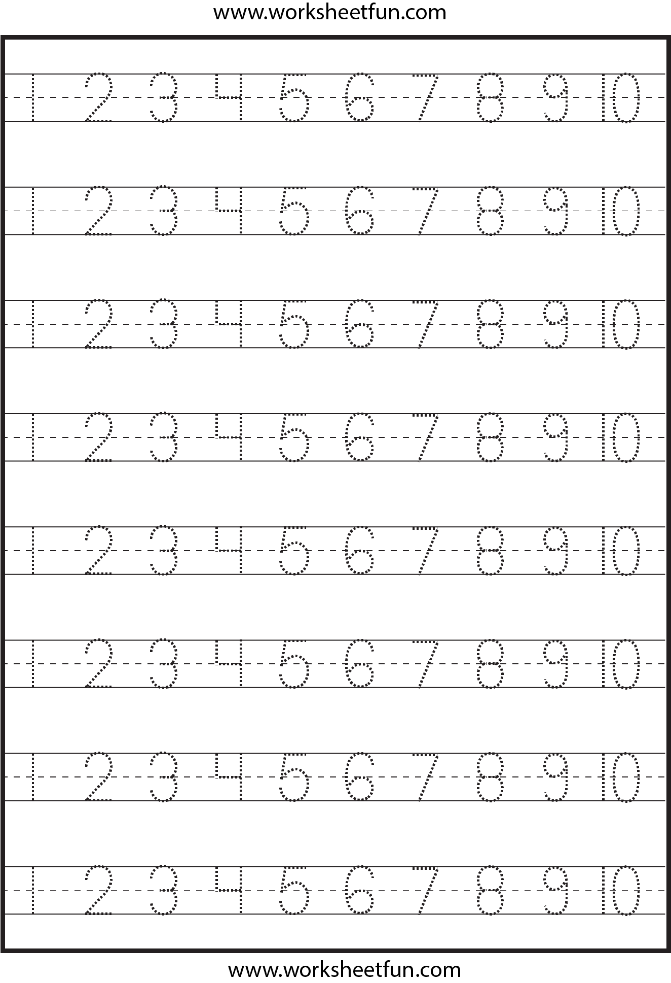 Tracing Number Worksheets For Preschool