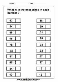 Ones Place Value - 2 Worksheets