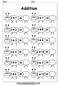 Addition Facts - Sums Within 20 - Six Worksheets