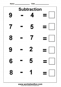Subtraction Within 10 - Three Worksheets