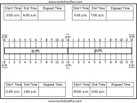 Calculate Elapsed Time - Ten Worksheets