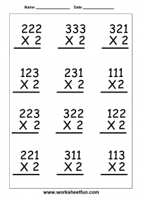 Multiplication – 3 Digit By 1 Digit – Six Worksheets