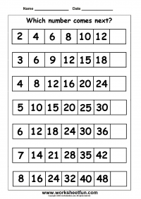 Number Patterns – Number Series  – One Worksheet