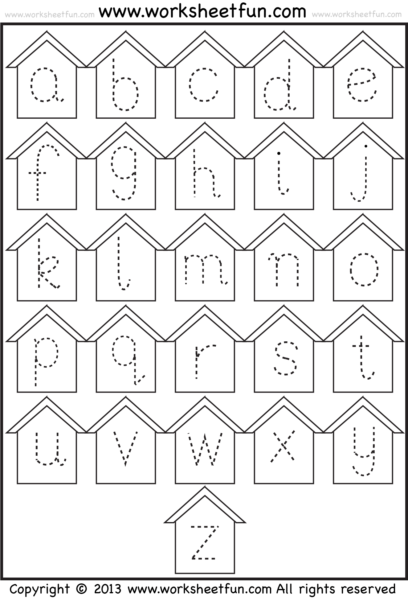 small letter tracing lowercase worksheet birdhouse free
