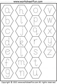 Small Letter Tracing – Lowercase – Worksheet – Hexagon