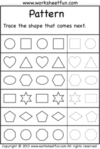Shape Patterns - Trace the shape that comes next - One Worksheet
