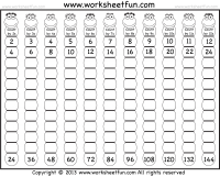 Skip Counting by 2, 3, 4, 5, 6, 7, 8, 9, 10, 11 and 12 – Two Worksheets