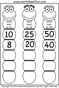 Skip Counting - Count Back by 2, 5 and 10 - Worksheet