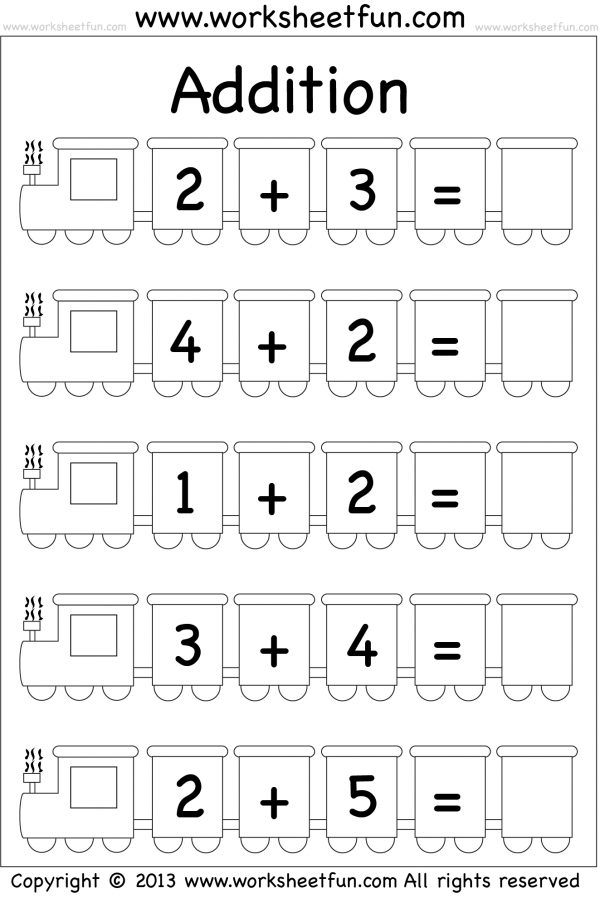 Beginner Addition – 5 Worksheets / FREE Printable Worksheets – Worksheetfun