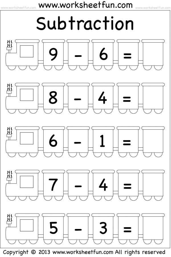 Subtraction Within 10 – Five Worksheets / FREE Printable Worksheets